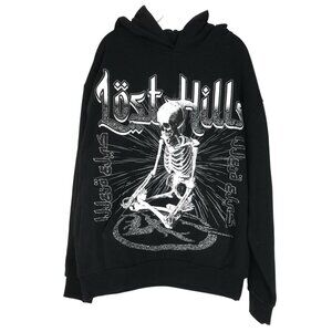 Lost Hills Hoodie Sweatshirt Mens Size Large Black Skull Skeleton Long‎ Sleeve
